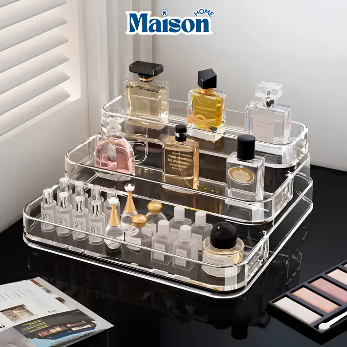 Kệ Mica Trong Suốt 3 Tầng Đựng Nước Hoa, Mỹ Phẩm, Sơn Gel MAISON Giá Decor  Bàn Trang Điểm Tiện Dụng