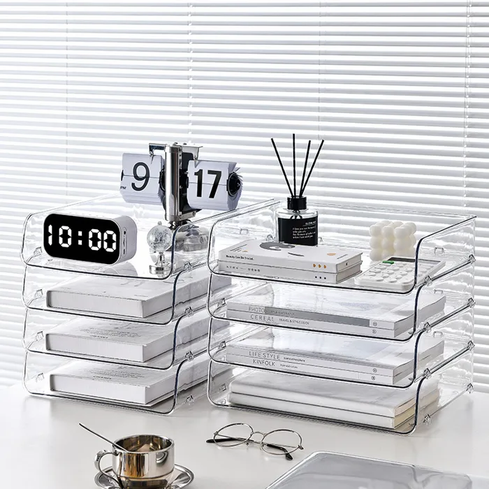 Khay Nhựa Trong Suốt Kệ Đựng Tài Liệu A4 Văn Phòng Xinh Xắn Giá Đựng Sách  Để Bàn Decor Bàn Học Kệ Đựng Sách Để Bàn