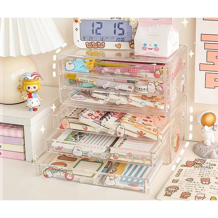 [Dreaming.Paste] Tủ nhựa trong suốt/Tủ nhựa mini trang trí bàn học 2 - 3  tầng - Đồ decor trang trí bàn học