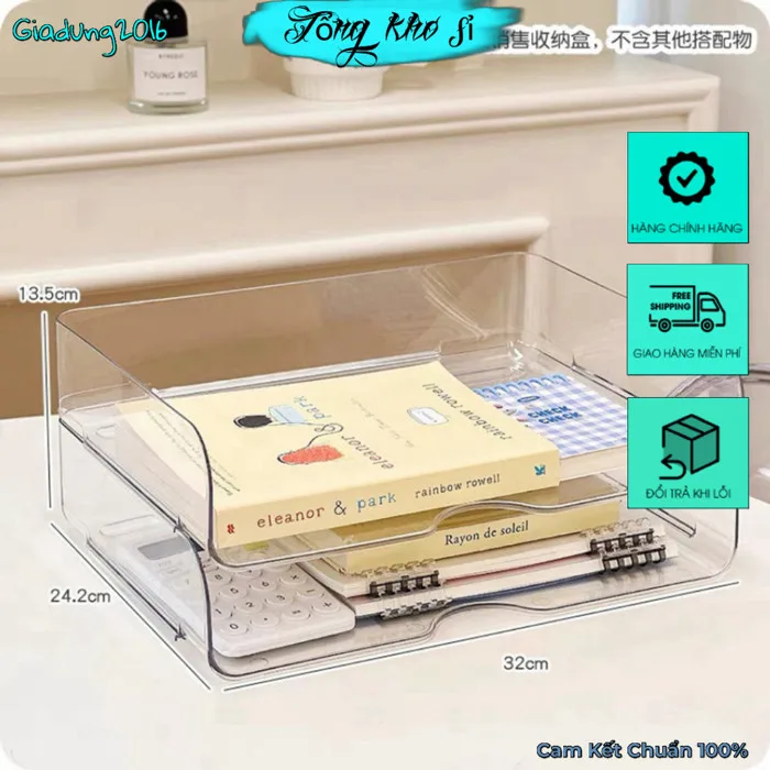 Khay nhựa trong suốt kệ đựng tài liệu a4 văn phòng xinh xắn đựng sách để bàn  decor bàn học,bàn làm việc (Tuyển Sỉ) | Shopee Việt Nam