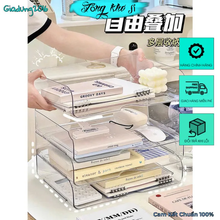 Khay nhựa trong suốt kệ đựng tài liệu a4 văn phòng xinh xắn đựng sách để bàn  decor bàn học,bàn làm việc (Tuyển Sỉ) | Shopee Việt Nam