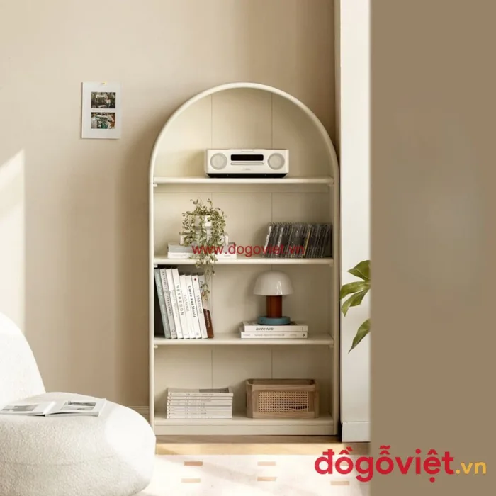 Kệ Sách Decor Thiết Kế Nóc Vòm Gỗ Tự Nhiên Sơn Trắng Tinh Tế