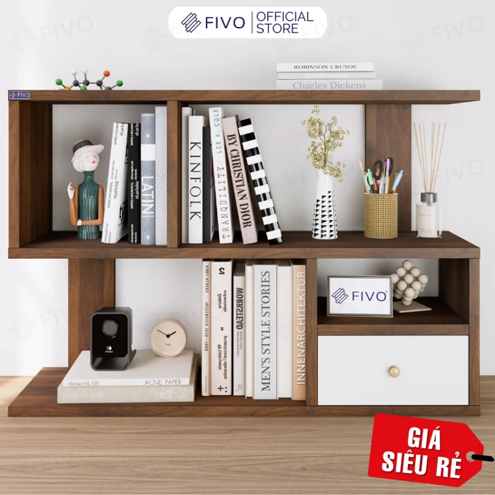 Kệ Sách Gỗ Để Bàn FB20 FIVO Dày Dặn, Gọn Nhẹ, Tích Hợp Hộc Tủ Tiện Lợi –  Nội Thất Lắp Ráp FIVO