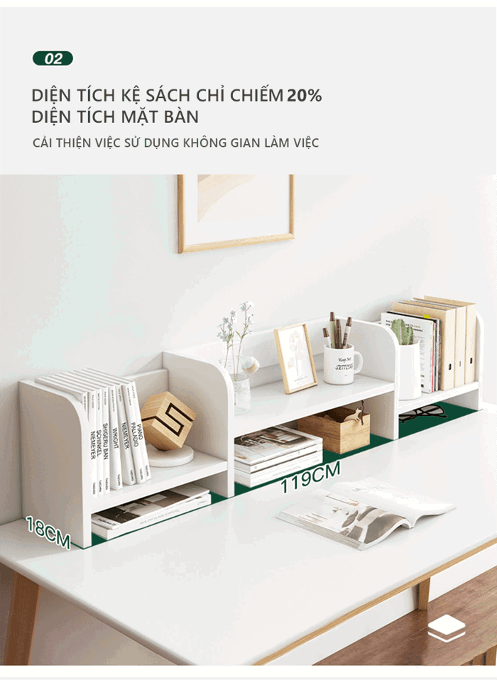 Kệ Sách Gỗ Để Bàn Gỗ MDF Nhỏ Gọn, Hiện Đại GAPI - GP261