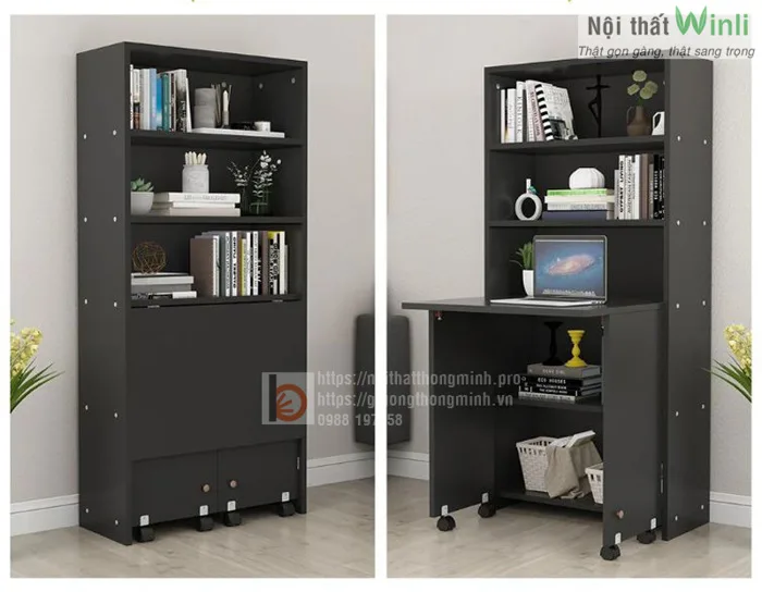 Bàn Thông Minh Gấp Gọn Kết Hợp Tủ Sách