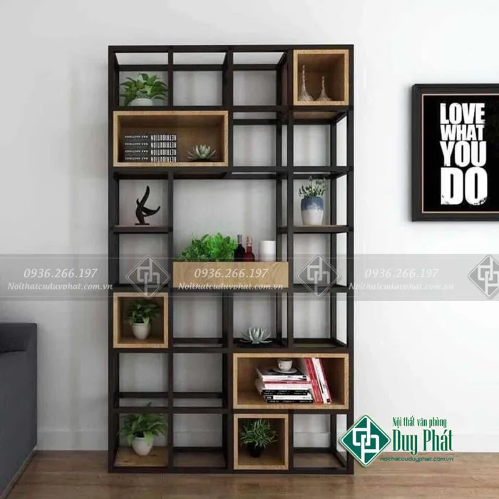 Kệ sắt trang trí văn phòng kt rộng 1m cao 2m sâu 30cm (KTT-08)