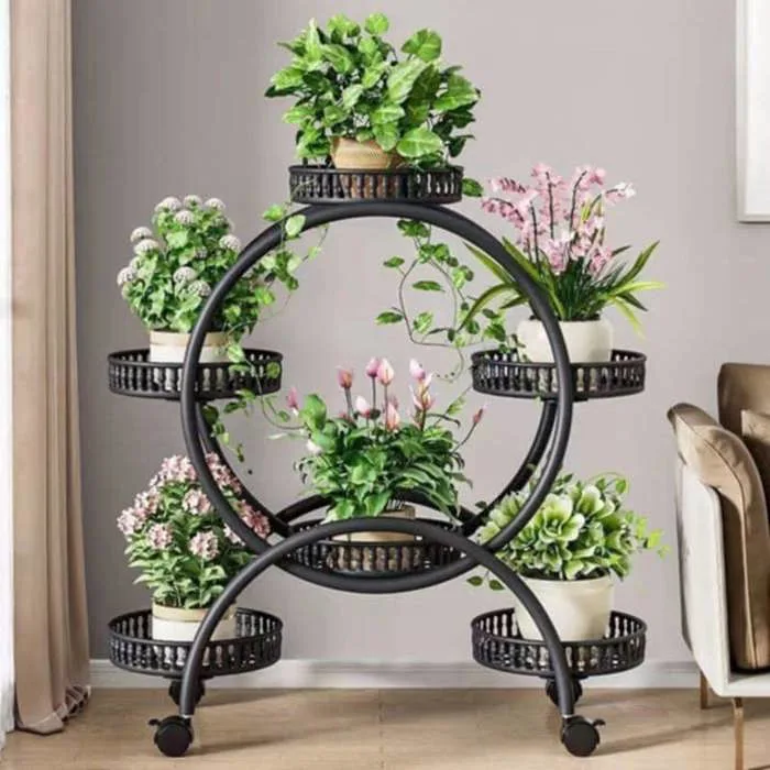 KỆ SẮT ĐỂ HOA 6 TẦNG TRÒN DECOR SANG CHẢNH PHONG CÁCH HOÀNG GIA - Công Ty TNHH Trúc Vũ Farm