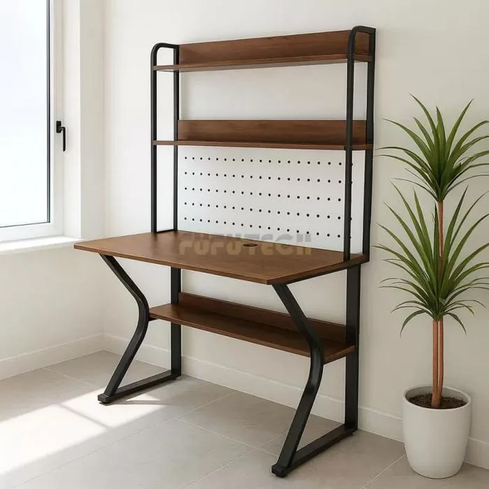Bàn Học, Bàn Làm Việc EK1 Simple Fufutech Liền Kệ Sách 2 Tầng, Bảng Treo  Pegboard Đục Lỗ Đa Năng