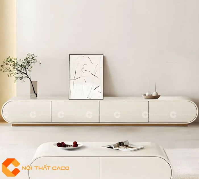 Kệ Tivi Gỗ Công Nghiệp MDF Màu Trắng Bo Tròn Thanh Lịch - KTV038 Kệ Tivi Gỗ Công Nghiệp MDF Màu Trắng Bo Tròn Thanh Lịch - KTV038
