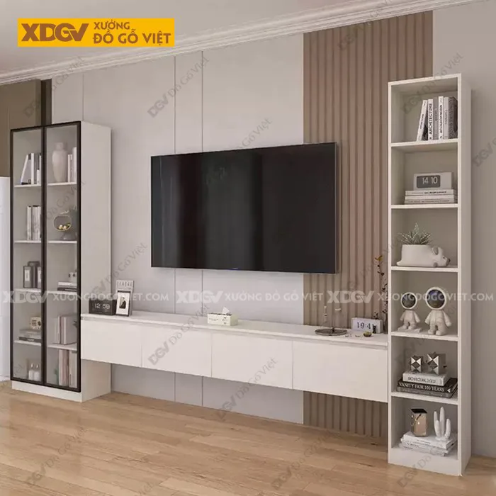 Kệ Tivi Treo Tường Màu Trắng Khung Gỗ Công Nghiệp Kệ Tivi Treo Tường Màu Trắng Khung Gỗ Công Nghiệp