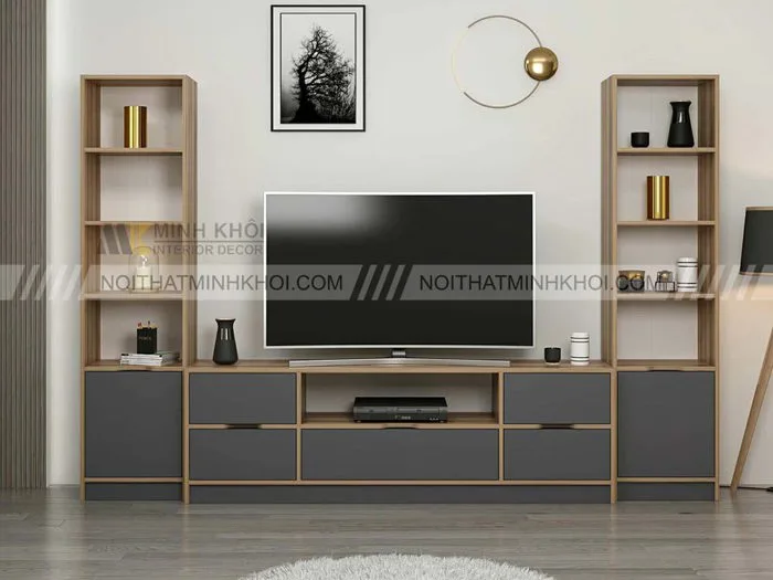 TOP 10+ Mẫu Kệ Tivi Kết Hợp Giá Sách Đẹp Đa Năng