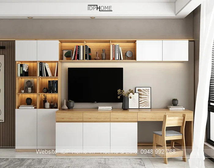 Kệ tivi kết hợp bàn làm việc, cho phòng khách phòng phòng ngủ.