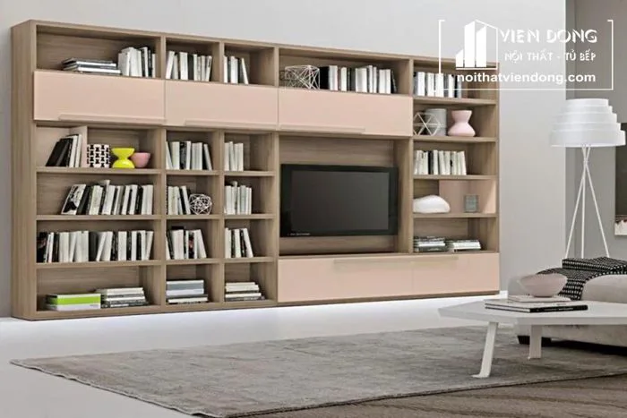Kệ tivi kết hợp giá sách đẹp bao nhiêu tiền? - Nội Thất Viễn Đông