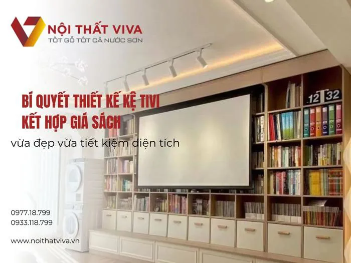 Bí quyết thiết kế kệ tivi kết hợp giá sách vừa đẹp vừa tiết kiệm diện tích