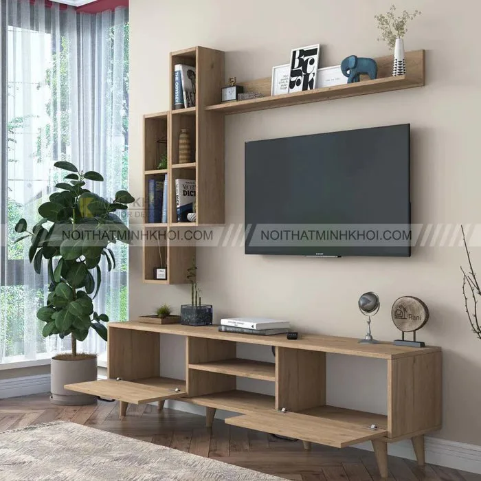 TOP 10+ Mẫu Kệ Tivi Kết Hợp Giá Sách Đẹp Đa Năng