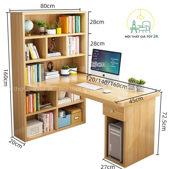 Bàn học kèm kệ sách - BHKS001 Bàn học kèm kệ sách - BHKS001