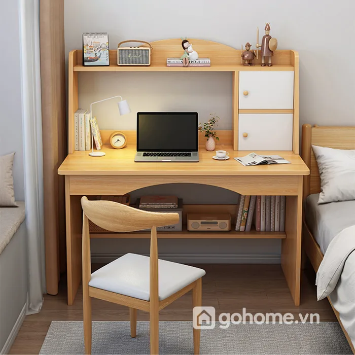 Bàn Học Gỗ Nhỏ Gọn Liền Kệ Trang Trí GH-72027 Bàn Học Gỗ Nhỏ Gọn Liền Kệ Trang Trí GH-72027