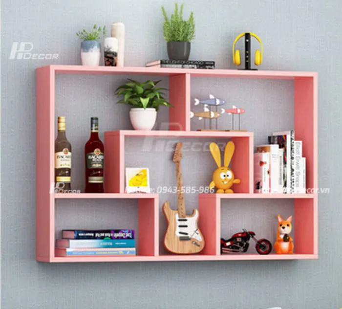 Kệ để đồ treo tường bằng gỗ nhiều màu sắc KDD-01 - HPdecor