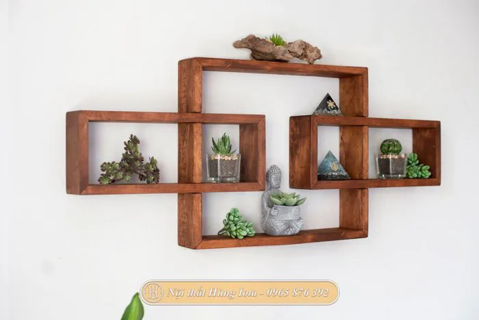 Kệ gỗ treo tường độc đáo kết hợp 3 khung gỗ hình chữ nhật KG61