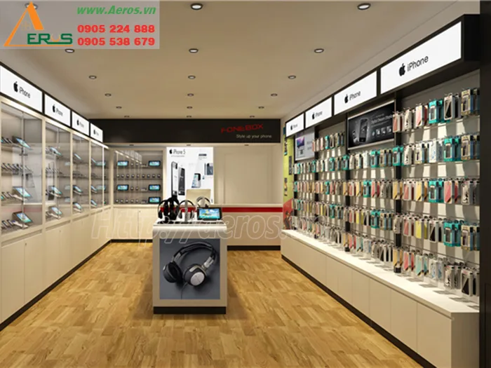 TỦ KỆ TRƯNG BÀY SHOP ĐIỆN THOẠI Aeros 01