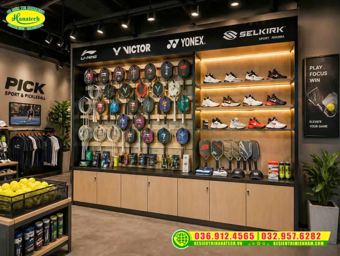 Giá kệ trưng bày vợt Pickleball Hanatech giá rẻ