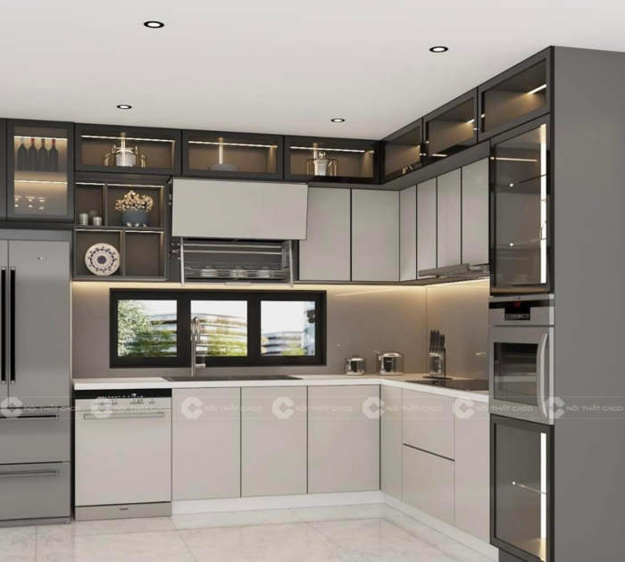 Tủ Bếp Gỗ Công Nghiệp MDF Cao Kịch Trần Hiện Đại - TBC0041 Tủ Bếp Gỗ Công Nghiệp MDF Cao Kịch Trần Hiện Đại - TBC0041