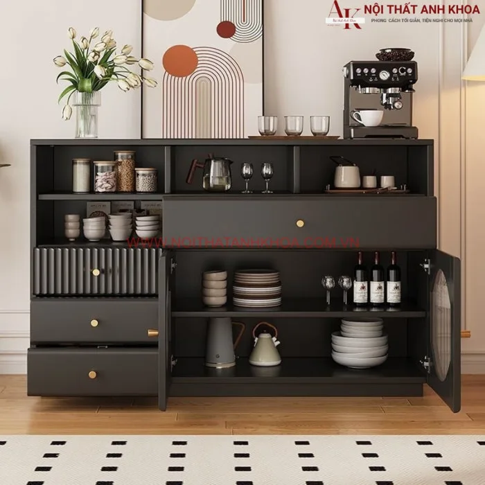 Tủ Đa Năng Nhà Bếp Gỗ Công Nghiệp Màu Đen Tủ Đa Năng Nhà Bếp Gỗ Công Nghiệp Màu Đen