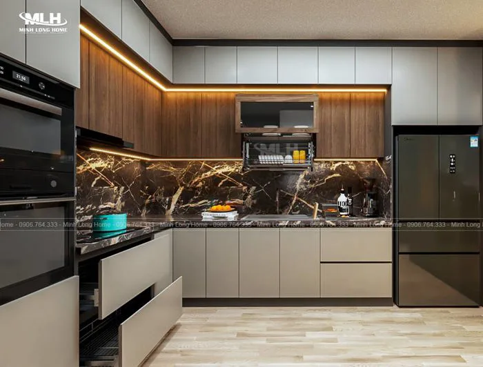 Tủ bếp gỗ công nghiệp MDF lõi xanh, Plywood cao cấp Tủ bếp gỗ công nghiệp MDF lõi xanh, Plywood cao cấp
