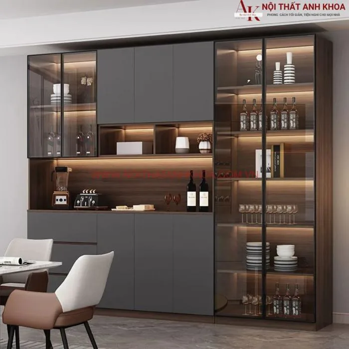 Tủ Để Đồ Nhà Bếp Gỗ Công Nghiệp Cánh Kính Tủ Để Đồ Nhà Bếp Gỗ Công Nghiệp Cánh Kính