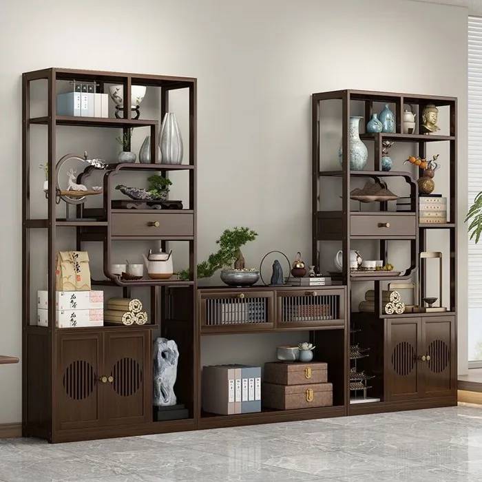 Kệ tủ trang trí decor phòng khách, làm vách ngăn, decor phòng chất liệu gỗ  tre bền đẹp cao 173cm