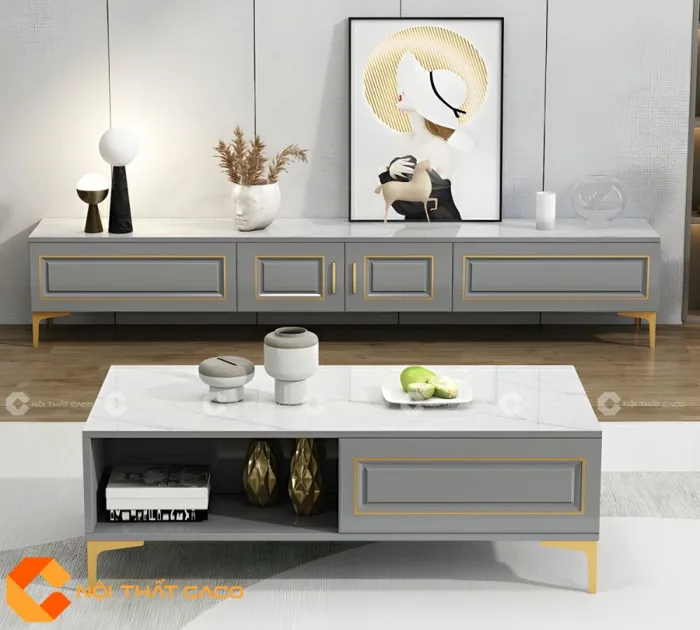 Kệ Tivi Gỗ Công Nghiệp MDF Tân Cổ Điển - KTV037