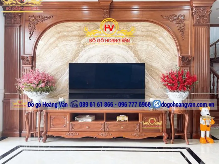 Kệ Tivi Tân Cổ Điển - K62 - Gỗ Hương