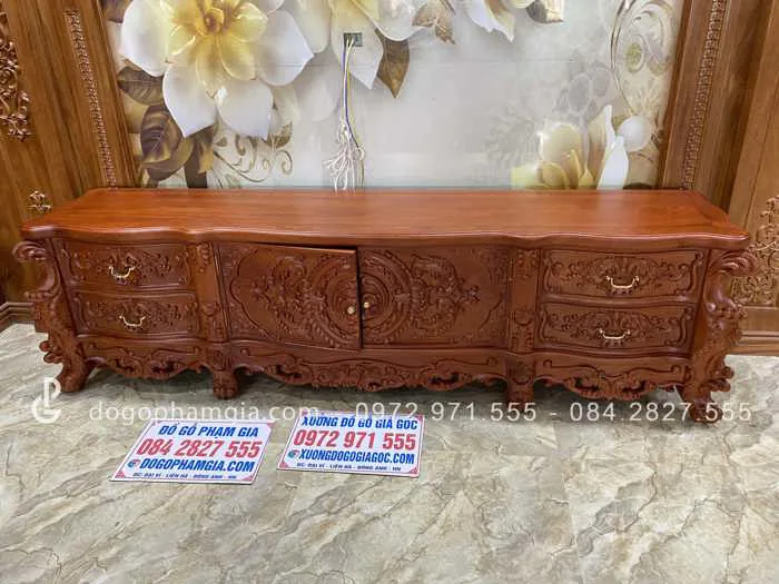 Mẫu kệ Tivi 2m4 Mẫu Hoàng Gia Tân Cổ điển Gỗ Hương Đá Hàng Vip (Anh Toàn,  Hà Nội) - Đồ Gỗ Phạm Gia