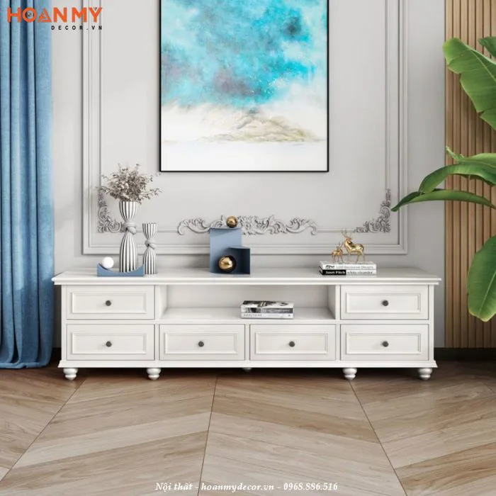 TOP +50 Mẫu Kệ tivi Tân cổ điển đẹp tinh tế, sang trọng 2026
