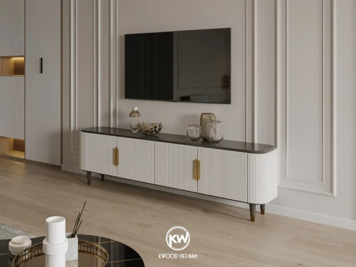 Kệ tivi gỗ công nghiệp phong cách tân cổ điển – KTV81
