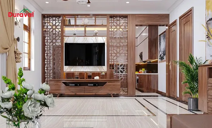 101+ Mẫu vách ngăn phòng khách và bếp đẹp hiện đại 2026