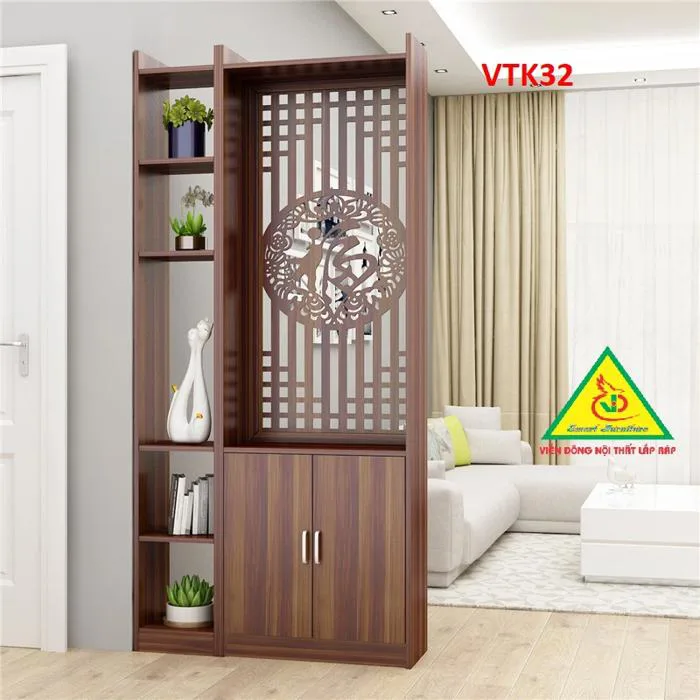 Tủ kệ trang trí kiêm vách ngăn phòng khách , nhà bếp VTK32 - Nội thất lắp  ráp Viendong Adv