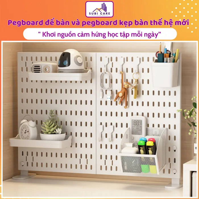 Bảng Pegboard Kẹp Bàn Decor Để Đồ Bàn Học Setup Trang Trí Bàn Làm Việc,  Desk Decor DIY, Bàn Gaming