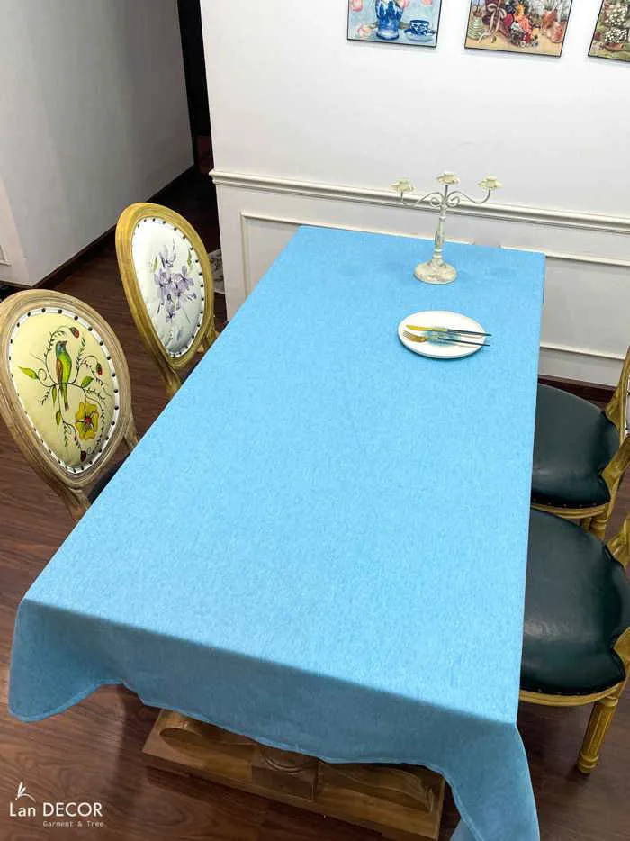 Khăn Trải Bàn Màu Xanh Trơn Đơn Sắc Phong Cách Nhà Hàng Sang Trọng - Khăn  Trải Bàn Lan Decor- TB555-xanh dương Cây Giả Trang Trí nhà Đẹp - Lan Decor