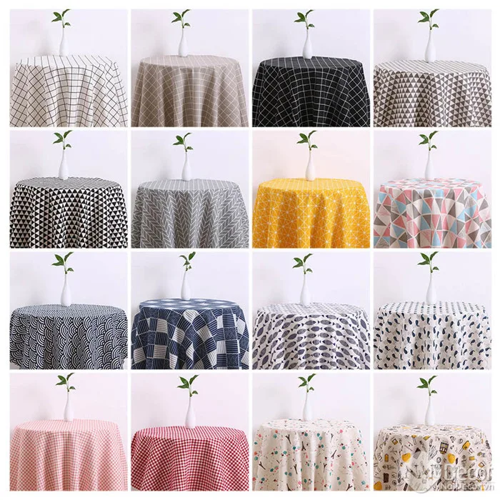 Khăn trải bàn kt: 100x150cm (Vắt sổ, May viền) - Nai Decor