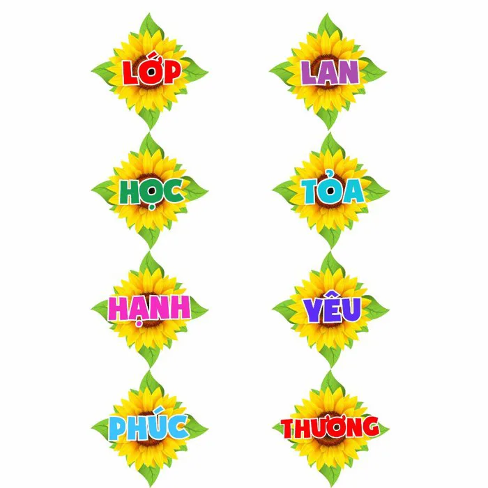 Khẩu hiệu Trang Trí Lớp Học Mầm Non - Tiểu Học Kích thước 1 bông hoa 30 x 30