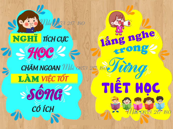 Trang trí lớp: SET 2 TRANH SLOGAN KHẨU HIỆU (Đồ dùng dạy học Miki) | Lazada Việt Nam