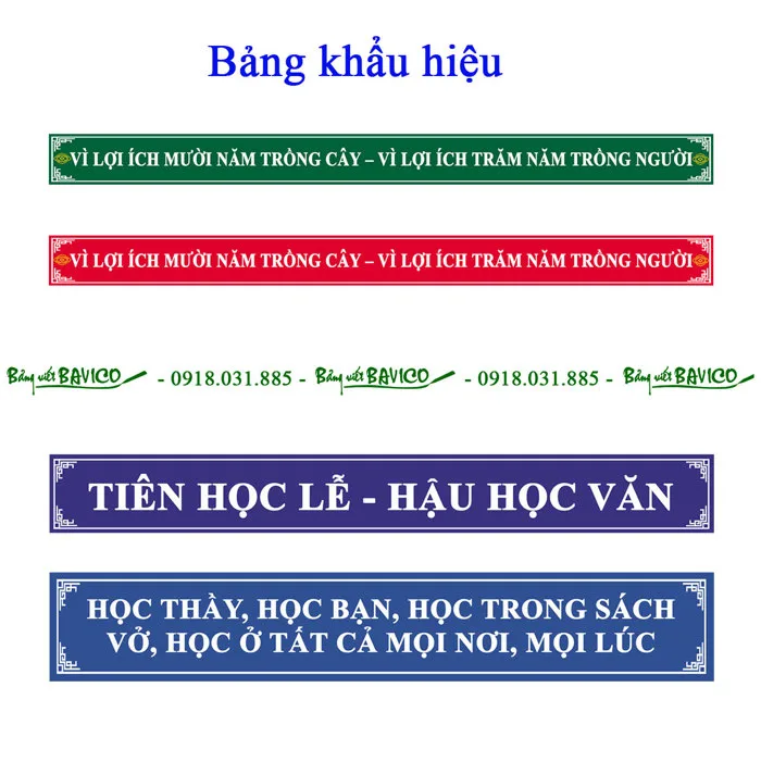 Bảng khẩu hiệu treo lớp học thiết kế theo yêu cầu KT: 40x60 cm (nhiều kích thước) - Dụng cụ văn phòng