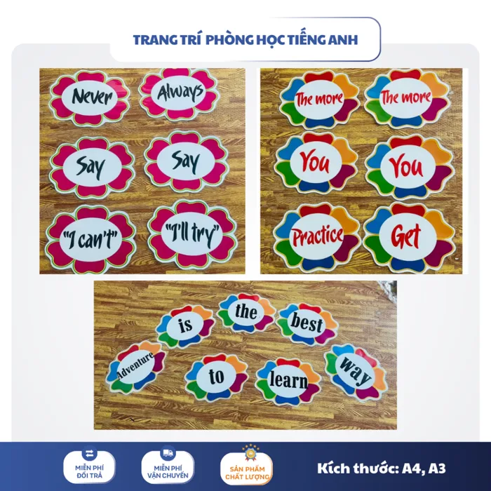 Khẩu Hiệu Tiếng Anh Trang Trí Lớp Học – Trang Trí Tường Lớp Mầm Non,Tiểu Học [Nhận Làm Theo Yêu Cầu]