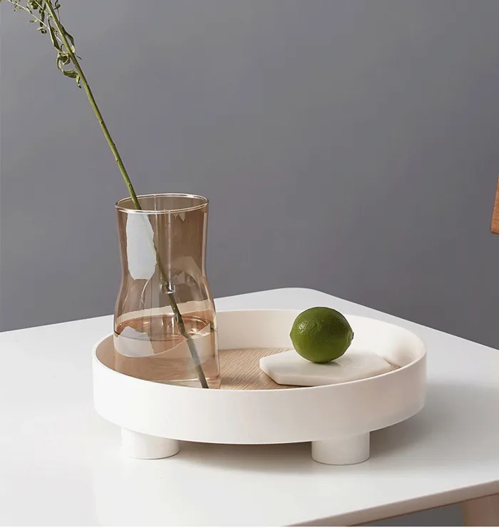 Khay tròn Đựng Nến Thơm, Đồ Decor phong cách Hàn Quốc