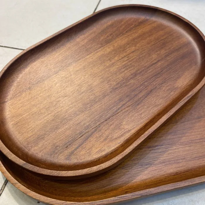 Khay gỗ decor Oval