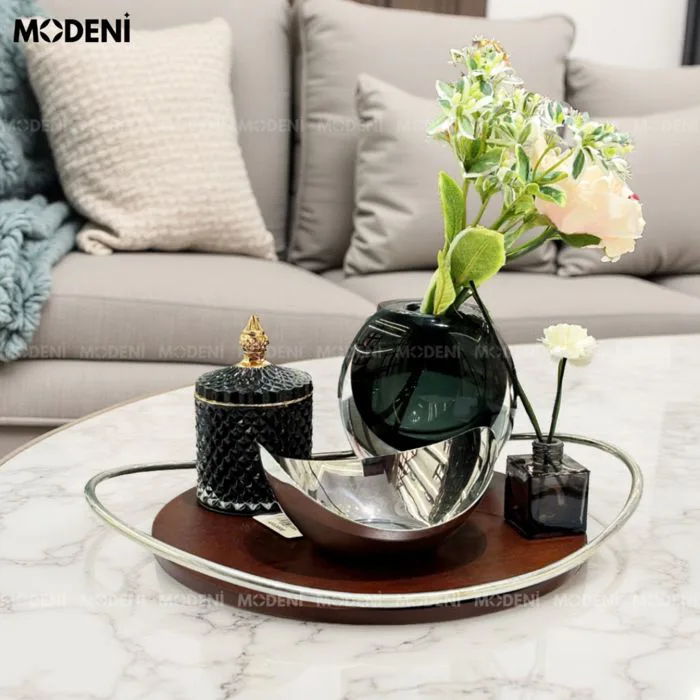 Khay Decor Gỗ & Inox Cedar Cao Cấp – Thiết Kế Tối Giản, Sang Trọng, Phù Hợp  Trang Trí Bếp, Phòng Khách, Bàn Sofa