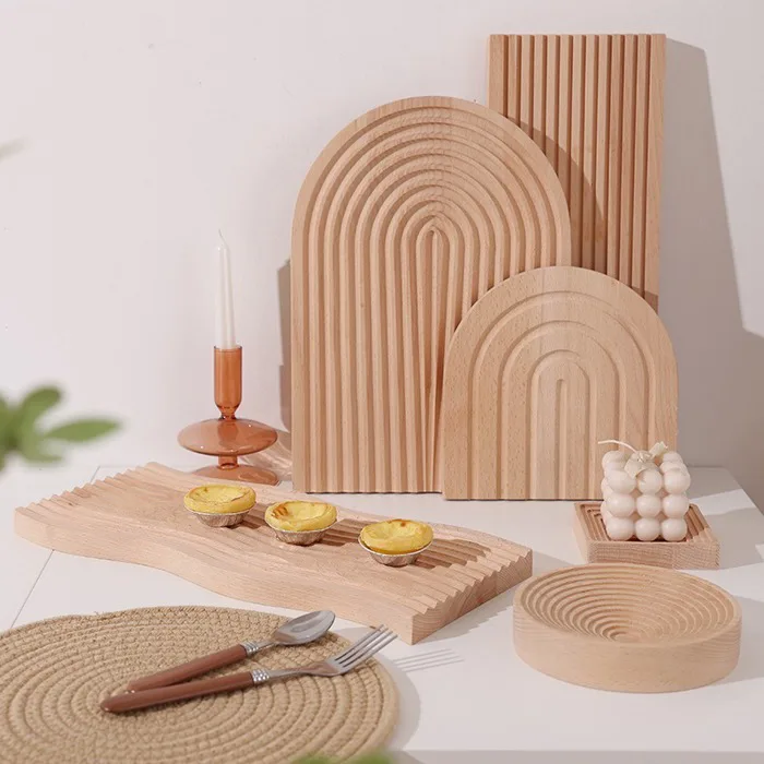 Khay Gỗ Gợn Sóng Dùng Decor Trang Trí - Nai Decor