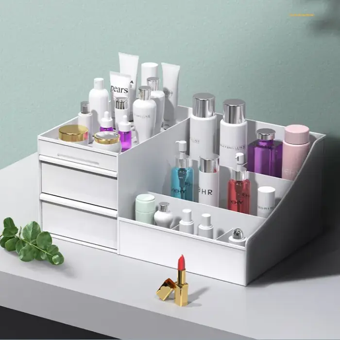 Kệ Đựng Mỹ Phẩm Đồ Trang Điểm 3 Tầng Có 2 Ngăn Kéo Để Bàn Trang Tri Decor  Xinh Xắn - Khay Để Mỹ Phẩm , Để Đồ Đa Năng Cỡ Lớn 2 Ngăn Kéo Nhựa Pp Cao  Cấp ...