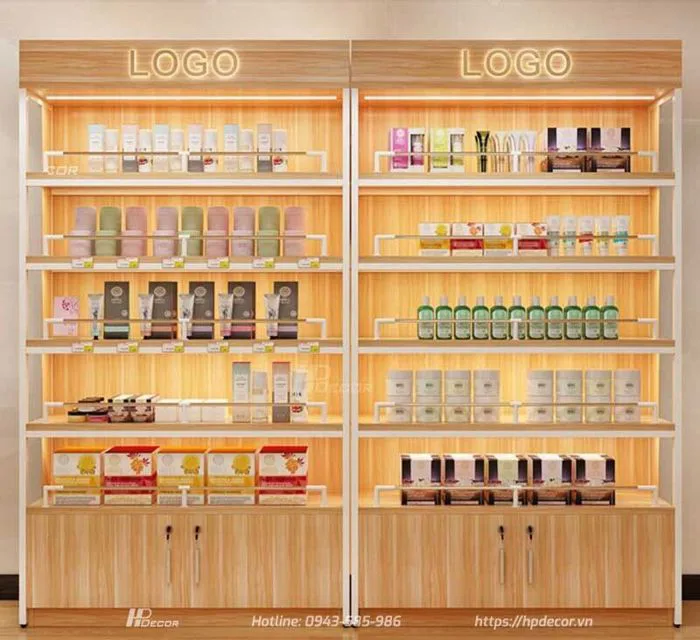 Kệ đựng mỹ phẩm loại lớn cho salon, showroom TTB-137